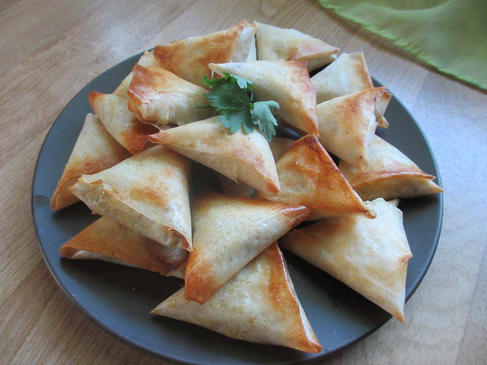 Brick au four, poulet et épinard